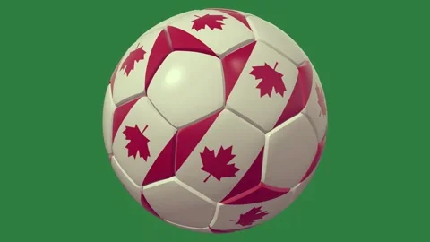 A soccer ball with the flag of canada and isolated on green screen background Видео 336948967