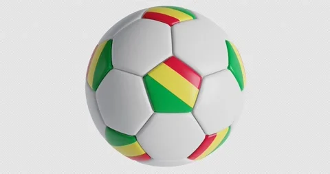 Soccer ball with flag of the Congo , black background loop alpha Trasparent 3D Stock Footage 230217041