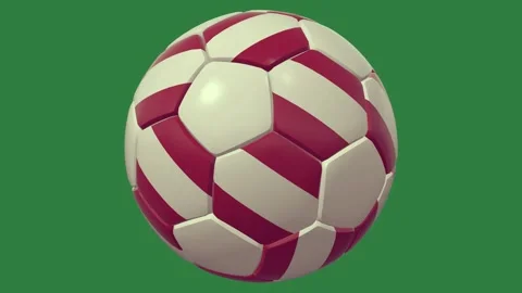 A soccer ball with the flag of denmark and green background red white stripes Vidéo 336948944