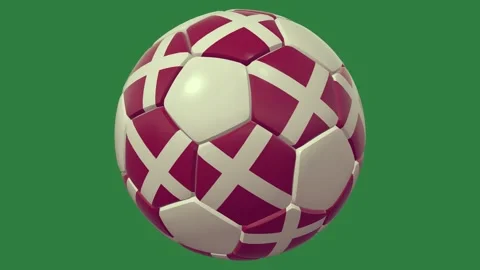 A soccer ball with the flag of denmark and on green background it isolated on Vídeos de archivo 336948980