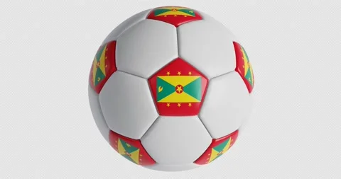 Soccer ball with flag of Grenada , black background loop alpha Trasparent 3D Stock Footage 231470768