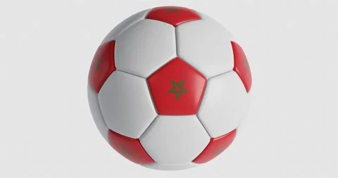 Soccer ball with flag of Morocco , black background loop alpha Trasparent 3D Video stock 232737053
