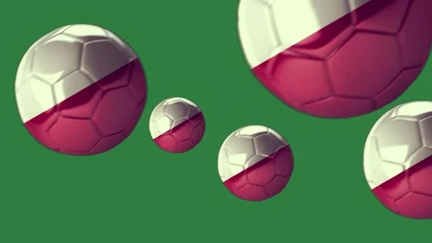 Soccer ball the flag of qatar group balls poland them two is flying through Stock Footage 337028947