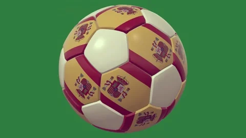A soccer ball with the flag of spain and isolated on green screen background 動画素材 336949136