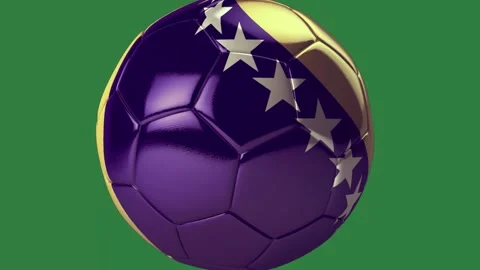 A soccer ball with the flag of texas and bosnia american an green background Stock Footage 337028906
