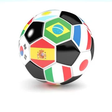 Soccer Ball With Flags 3D Render Stock Illustration