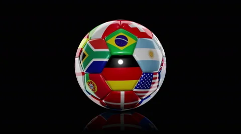 Soccer ball with flags on black background. loopable Stock Footage 45826836