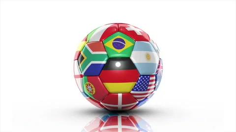 Soccer ball with flags on white background. loopable Stock Footage 45826847