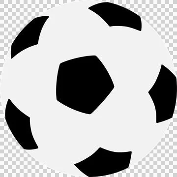 Soccer ball is floating flat design with transparent background, showing black Stock Illustration