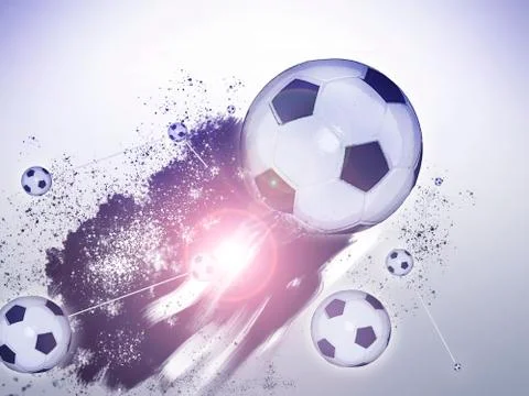 Soccer ball flying in abstract pattern. Stock Photos