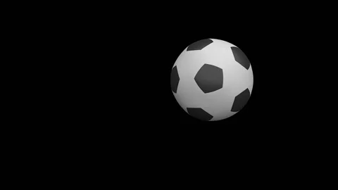Soccer ball flying in an arc 3d animation on a black background Stock Footage 152747883