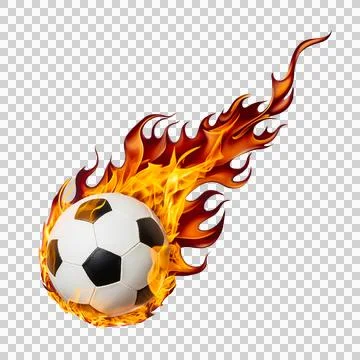 A Soccer ball flying on fire Stock Illustration