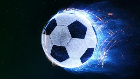 Soccer Ball Flying in Flames Stock Illustration