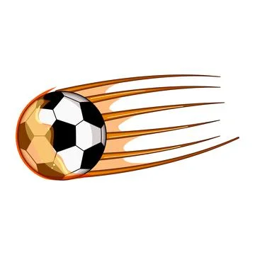 Soccer ball flying with speed and fiery trail Stock Illustration