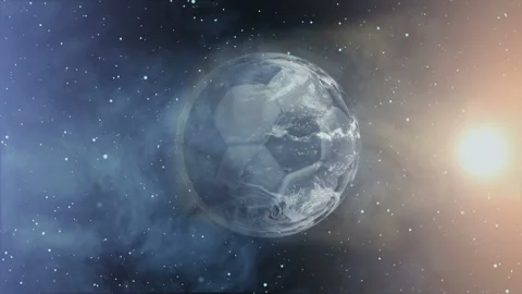 Soccer ball in the form of a planet in s... | Stock Video | Pond5