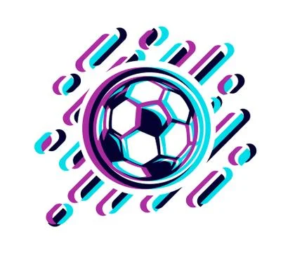 Soccer ball in a glitch effect vector illustration isolated on white. Stock Illustration