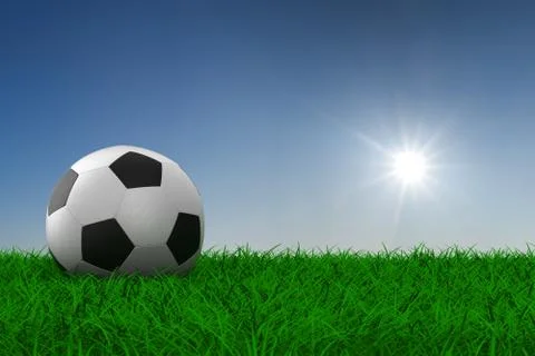 Soccer ball on grass. 3D image Stock Illustration