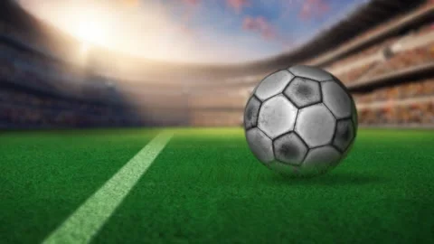  Soccer ball on grass ball rolling from left to right in full of grass football  스톡 동영상 251408541