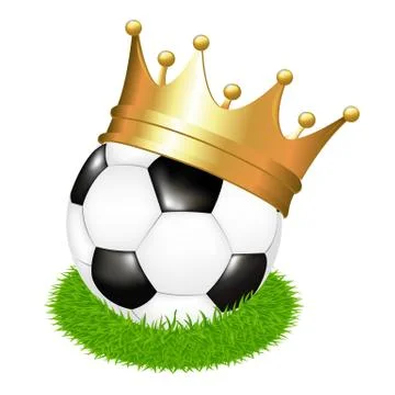 Soccer ball on grass with crown Stock Illustration