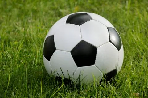 Soccer ball on grass Stock Photos