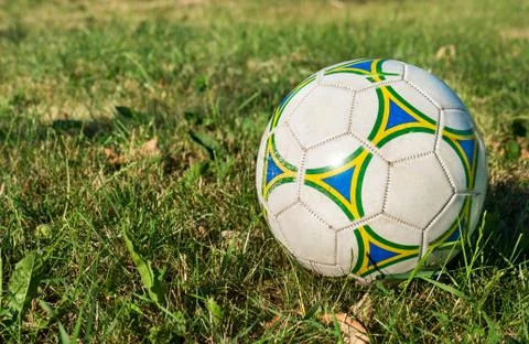 Soccer ball on grass Stock Photos