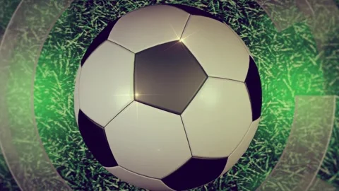 Soccer ball grass of sitting on top corner room isolated on green screen Stock Footage 336948925