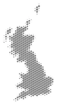 Soccer Ball Great Britain Map Mosaic 스톡 일러스트