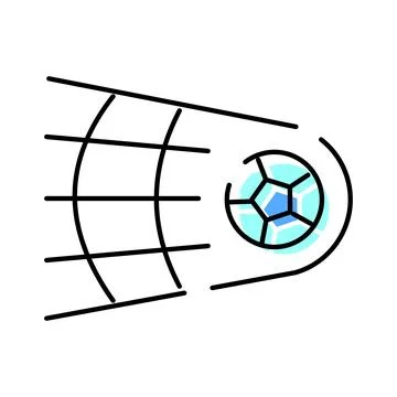 Soccer ball hitting goal net scoring point Illustration