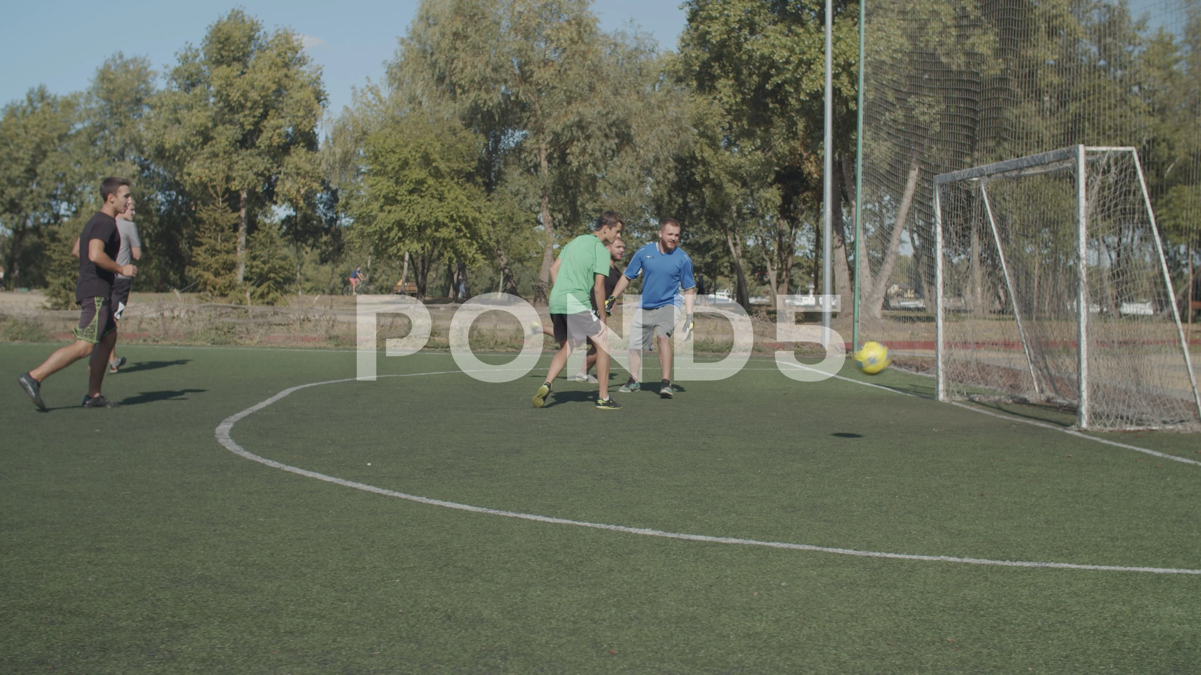 Soccer Ball Hitting Goalpost After Kick Stock Video Pond5