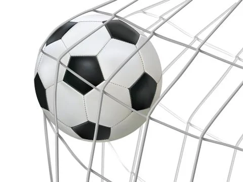 Soccer ball hitting on net. Stock Illustration