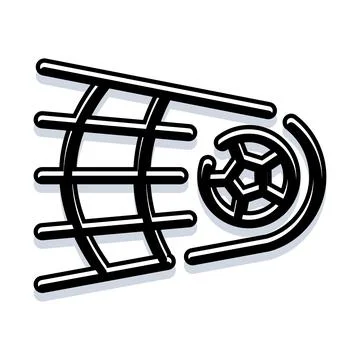 Soccer ball hitting net scoring goal icon Illustration