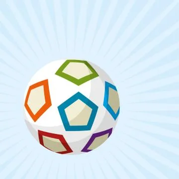 Soccer ball icon in flat style with color pentagons. Stock Illustration