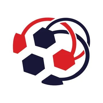 Soccer ball icon solid New Tech style football logo design Illustrazione stock