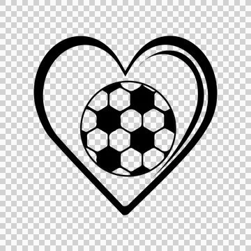 Soccer Ball Inside Heart Shape centering outline black white Stock Illustration