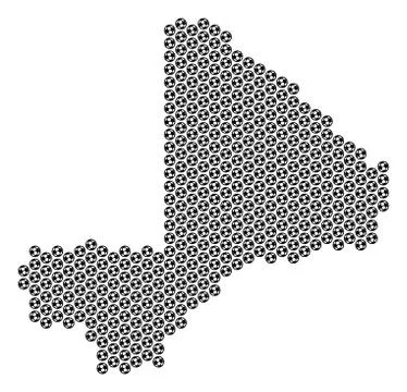 Soccer Ball Mali Map Mosaic 스톡 일러스트