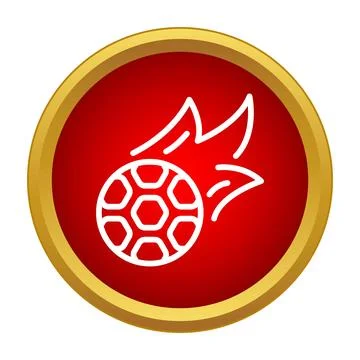 Soccer ball moving with strong flame icon Stock Illustration