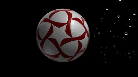 Soccer ball moving through raindrops in slow motion isolated Stock Footage 73526299