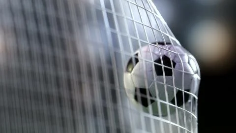 Soccer ball in the net. 3d rendering Stock Illustration