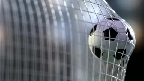 Soccer ball in the net. 3d rendering Stock Illustration