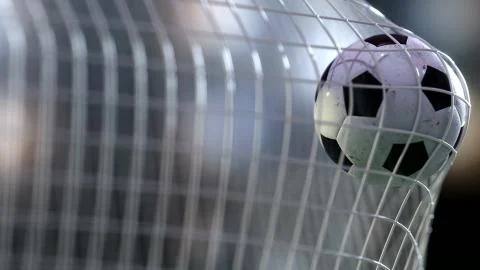 Soccer ball in the net. 3d rendering Stock Illustration