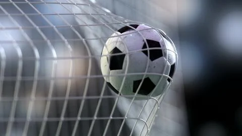 Soccer ball in the net. 3d rendering Stock Illustration