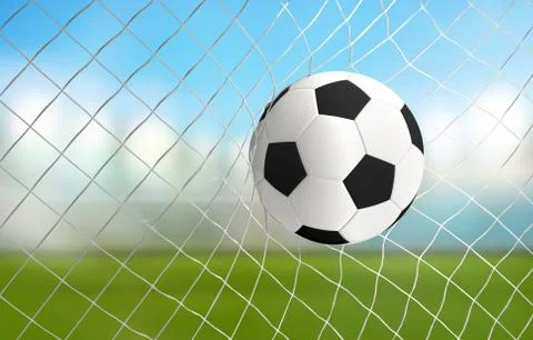 Soccer ball in net 3d rendering goal Stock Illustration