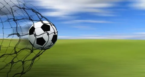 Soccer ball in a net Stock Illustration