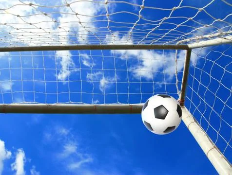 Soccer ball in net Stock Photos
