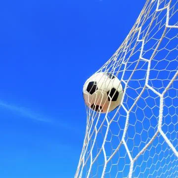 Soccer ball in net Stock Photos