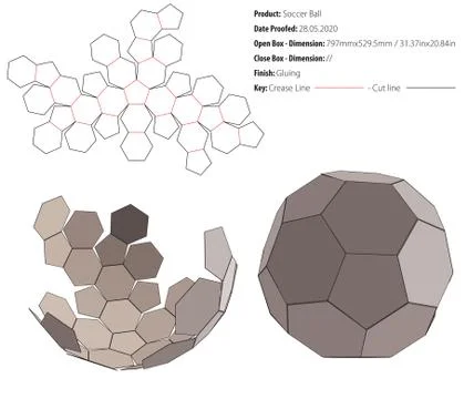 Soccer Ball packaging design template gluing - die cut - vector-eps Illustrazione stock