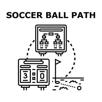 Soccer ball path strategy and game statistics Stock Illustration