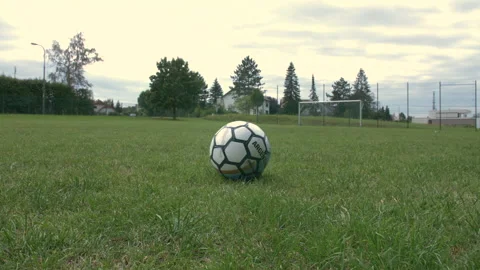 Soccer ball placed on an empty field Stock Footage 153377923