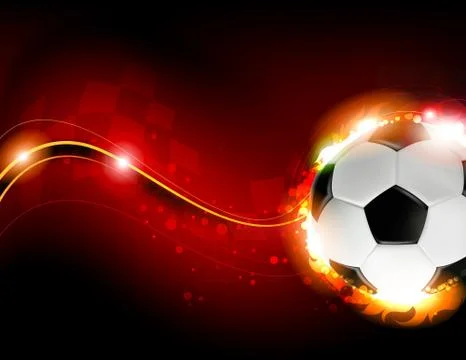Soccer ball on red  background Stock Illustration