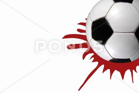 Soccer ball with red splash Stock Illustration